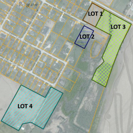 Map showing lots available for sale by tender